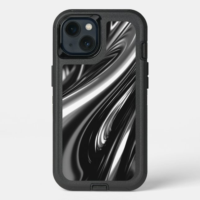 Flowing Silver Metal  Otterbox iPhone Case (Back)