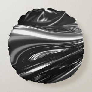 Flowing Silver Metal Round Pillow