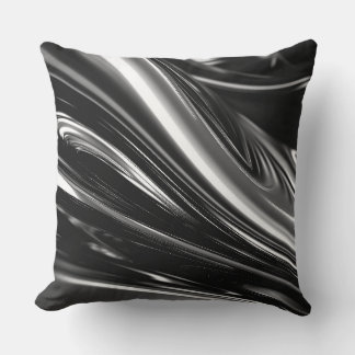 Flowing Silver Metal Throw Pillow