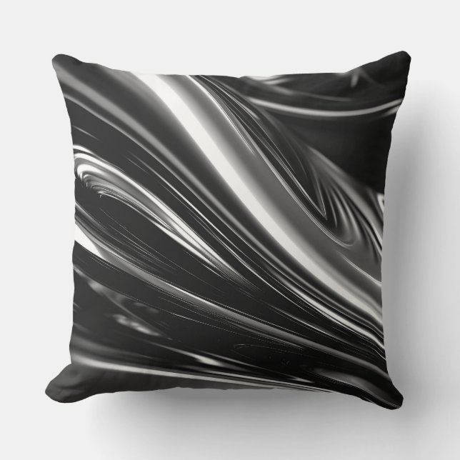 Flowing Silver Metal  Throw Pillow (Front)