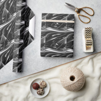 Flowing Silver Metal  Wrapping Paper