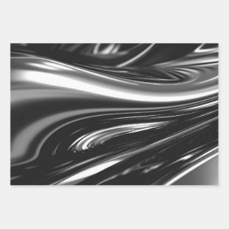 Flowing Silver Metal  Wrapping Paper Sheets