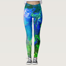 Flowing Textured Ink Abstract Chaos Green & Blue