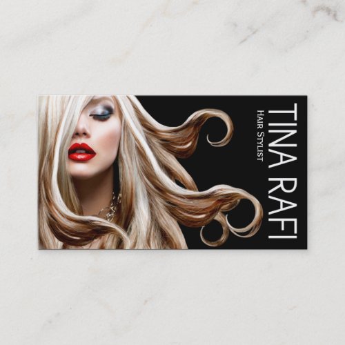 Flowing Tresses Hair Stylist blonde  black Business Card