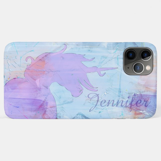 Flowing Unicorn Silhouette (blue painted) Case-Mate iPhone Case (Back (Horizontal))