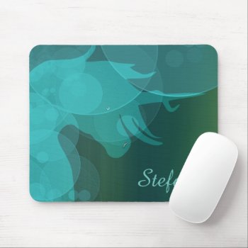 Flowing Unicorn Silhouette D (teal W/teal Bubbles) Mouse Pad by Heart_Horses at Zazzle