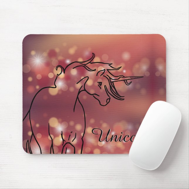 Flowing Unicorn Silhouette (maroon stars) Mouse Pad (With Mouse)