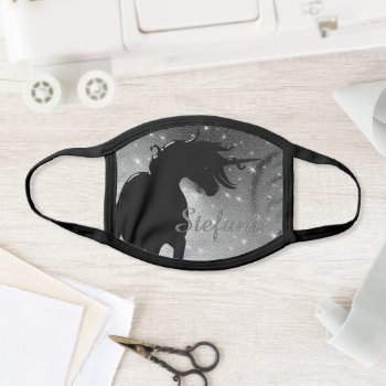 Flowing Unicorn Silhouette (metallic W/ Stars) Face Mask by Heart_Horses at Zazzle