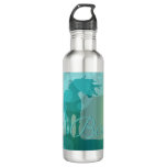 Flowing Unicorn Silhouette (teal W/teal Bubbles) Stainless Steel Water Bottle at Zazzle