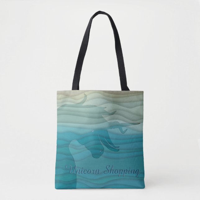 Flowing Unicorn Silhouette (wavy) Tote Bag (Front)