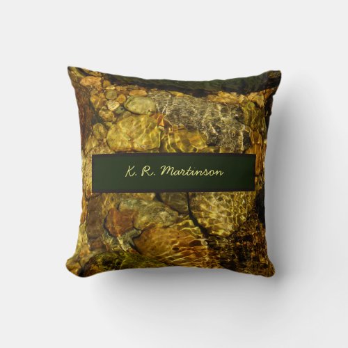 Flowing Water Rocks Personalized  Throw Pillow