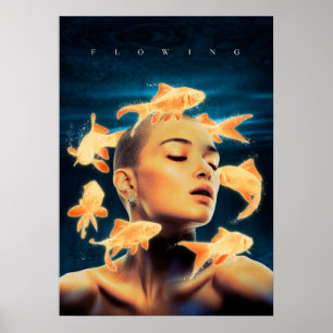 Flowing Woman and Goldfish Poster