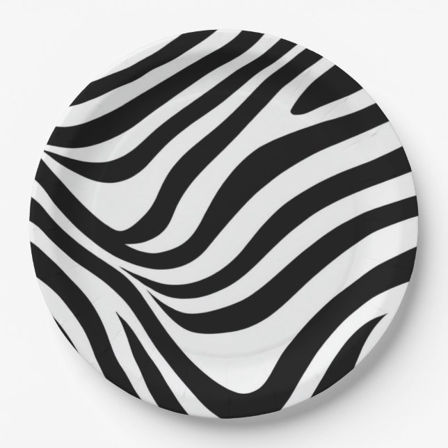 Flowing Zebra Stripes Paper Plates (Front)