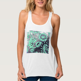 Flowy Racerback Tank Top Gradient Gray Seafoam