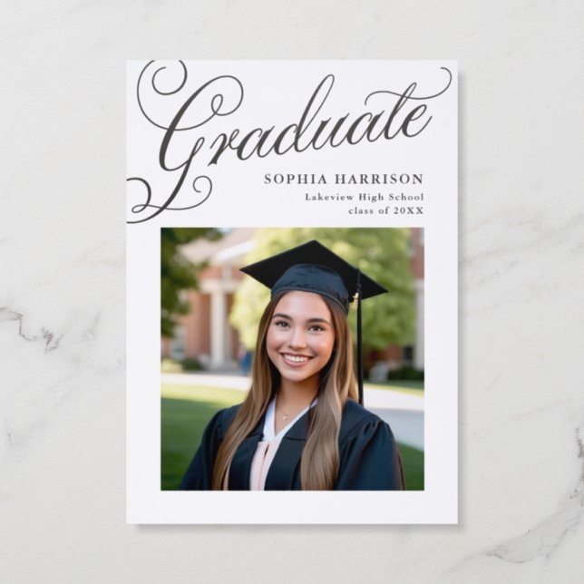 Flowy Typography Graduation Announcement (Front)
