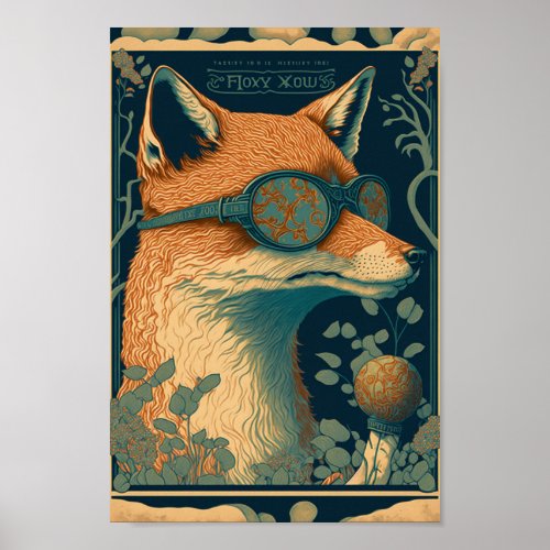 Floxx Xow __ Art Nouveau Fox With Sunglasses Poster