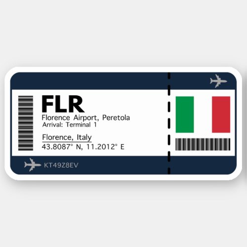 FLR Florence Boarding Pass _ Italy Travel Sticker