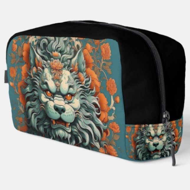 Flu Lion of Wisdom Dopp Kit (Asian Lion Head toiletry bag with sturdy polyester fabric with a zippered closure. 
)