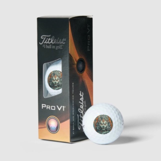 Flu Lion of Wisdom  Golf Balls (Asian Lion Head Golf Balls Titleist 2023 Pro V1 high gradient core high flex casing layer. )