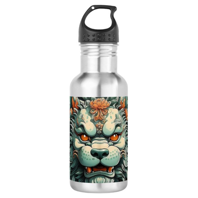Flu Lion of Wisdom  Stainless Steel Water Bottle (Front)
