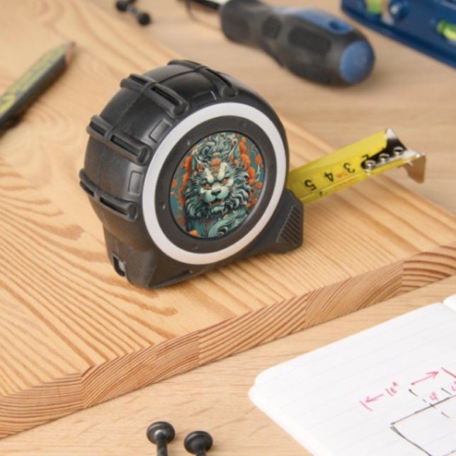 Flu Lion of Wisdom Tape Measure (Asian Lion Head tape measure  inches on one side with metrics on the other. Clip plastic /rubber. )