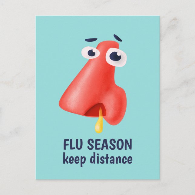 Flu Season Keep Distance Runny Nose Health Humor Postcard (Front)