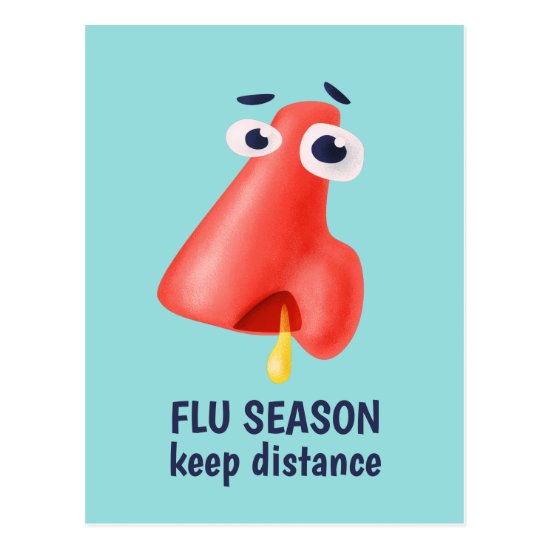 Flu Season Keep Distance Runny Nose Health Humor Postcard