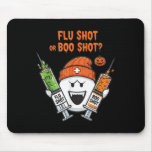 Flu Shot Or Boo Shot Halloween Humor Ghost Nurse  Mouse Pad