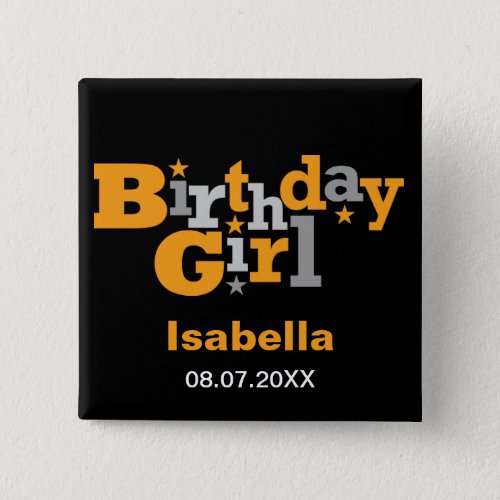 Fluctuating Type Birthday Girl Button