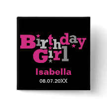 Fluctuating Type Birthday Girl Button