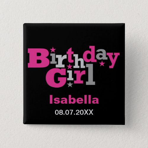 Fluctuating Type Birthday Girl Button