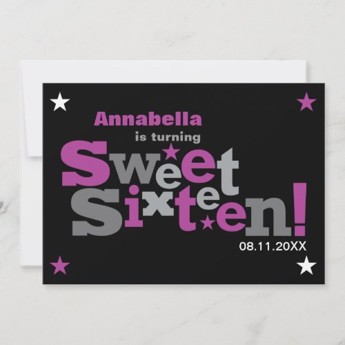 Fluctuating Type Sweet 16 Party Invitation