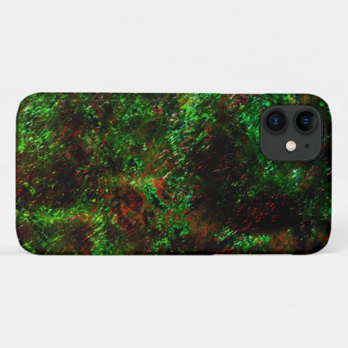 Fluctuation of dark spots on showy green and red iPhone 11 case