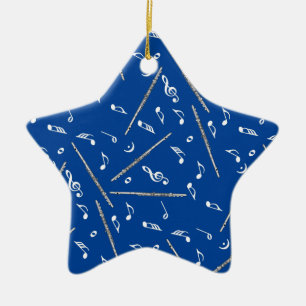 Flue Music Notes Pattern Ceramic Ornament