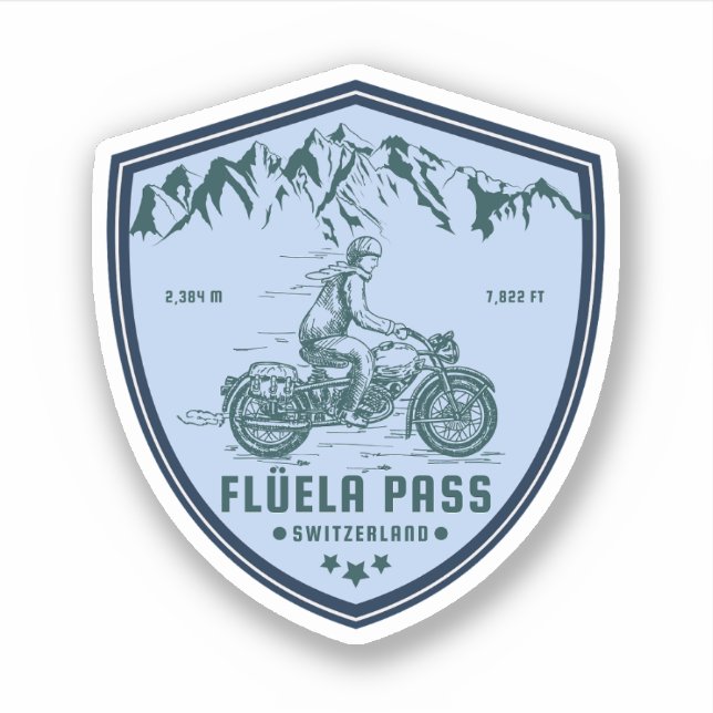 Flüela Pass swiss–alps motorcycle tour Sticker (Front)