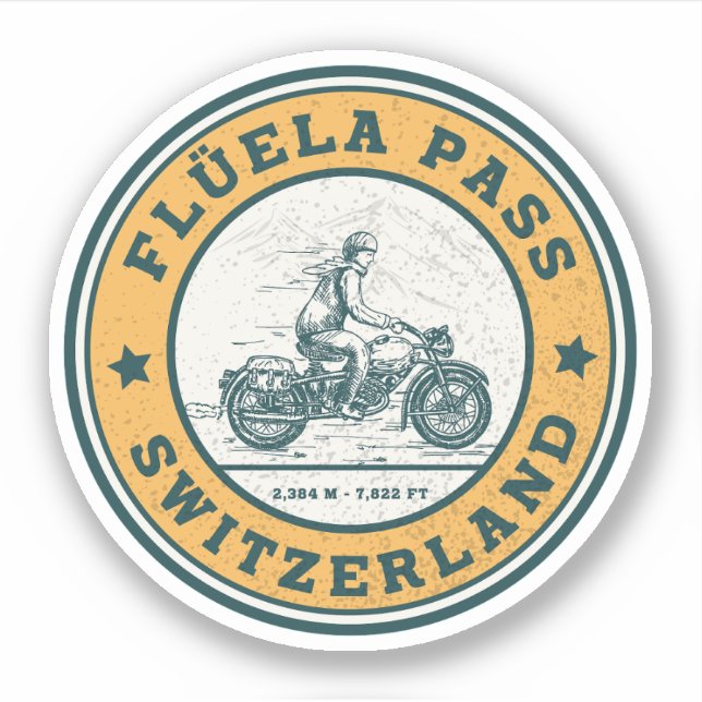 Flüela Pass swiss–alps motorcycle tour Sticker (Front)
