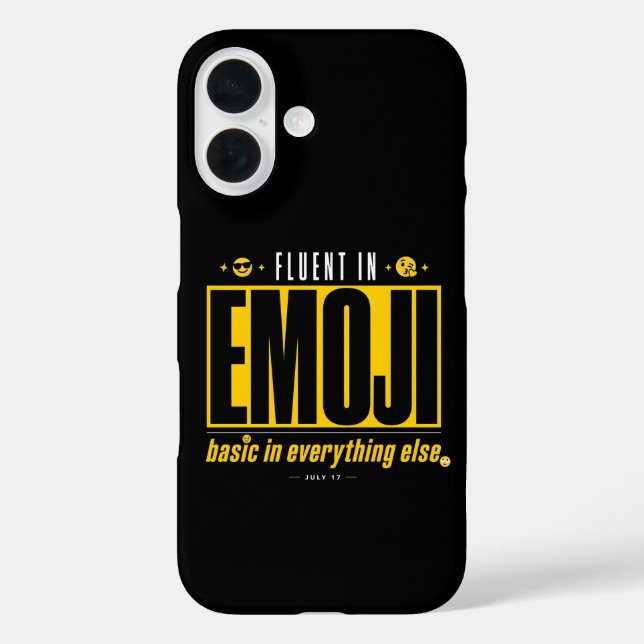 Fluent in Emoji iPhone 16 Cases | Funny Emoji  (Back)