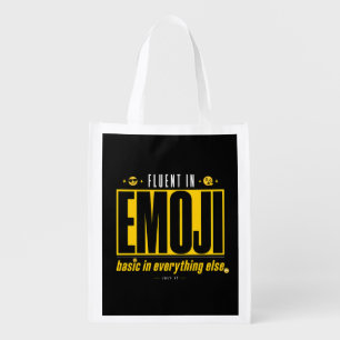 Fluent in Emoji Reusable Grocery Bag Funny Emoji
