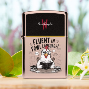 Fluent in Fowl Language The Bookish Hens Library Zippo Lighter
