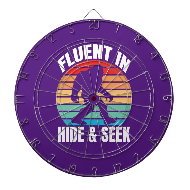 Fluent in Hide and Seek Funny Bigfoot  Dart Board (Front)