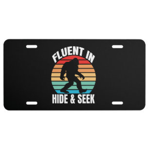 Fluent in Hide and Seek Funny Bigfoot  License Plate