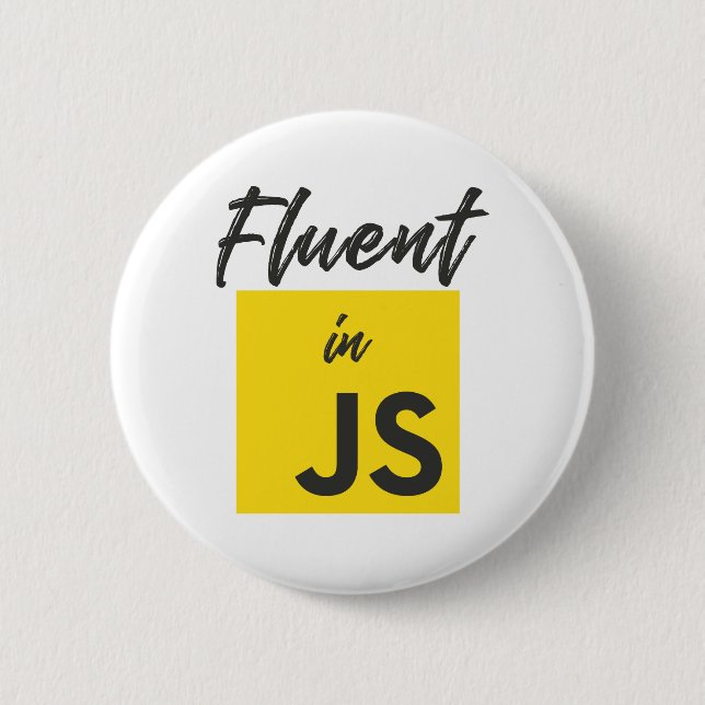 Fluent in Javascript Programming Language Button (Front)