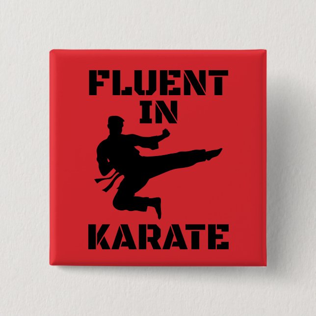 Fluent in Karate Funny Karate T-Shirt Button (Front)
