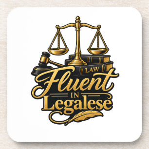 Fluent in Legalese Funny Lawye Hard plastic coaste Beverage Coaster