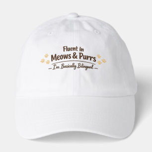 Fluent in Meows & Purrs Funny Cat Lover Gift Des Hat