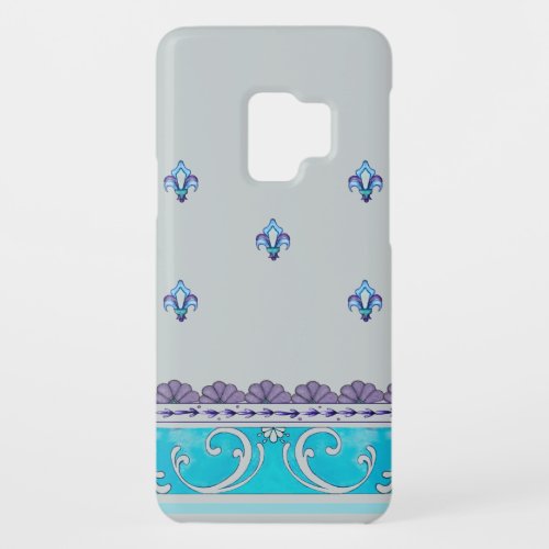 Fluer De Lis Blue Swirl Design Case_Mate Samsung Galaxy S9 Case