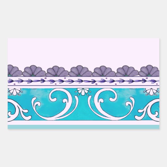 Fluer De Lis Blue Swirl Design Rectangular Sticker (Front)