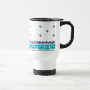Fluer De Lis Blue Swirl Design Travel Mug