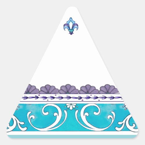 Fluer De Lis Blue Swirl Design Triangle Sticker