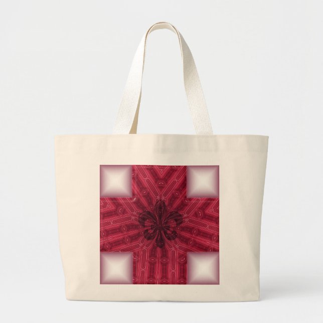 Fluer Red Cross Large Tote Bag (Front)